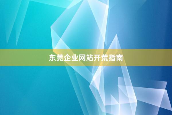 东莞企业网站开荒指南