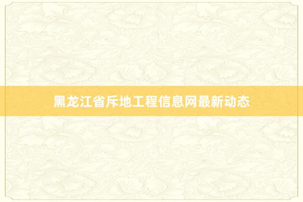 黑龙江省斥地工程信息网最新动态